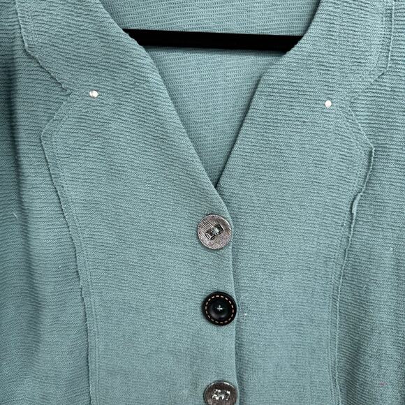 NWT Neon Buddha Green White Long Sleeve Button Down Cardigan Womens Small - Picture 4 of 7